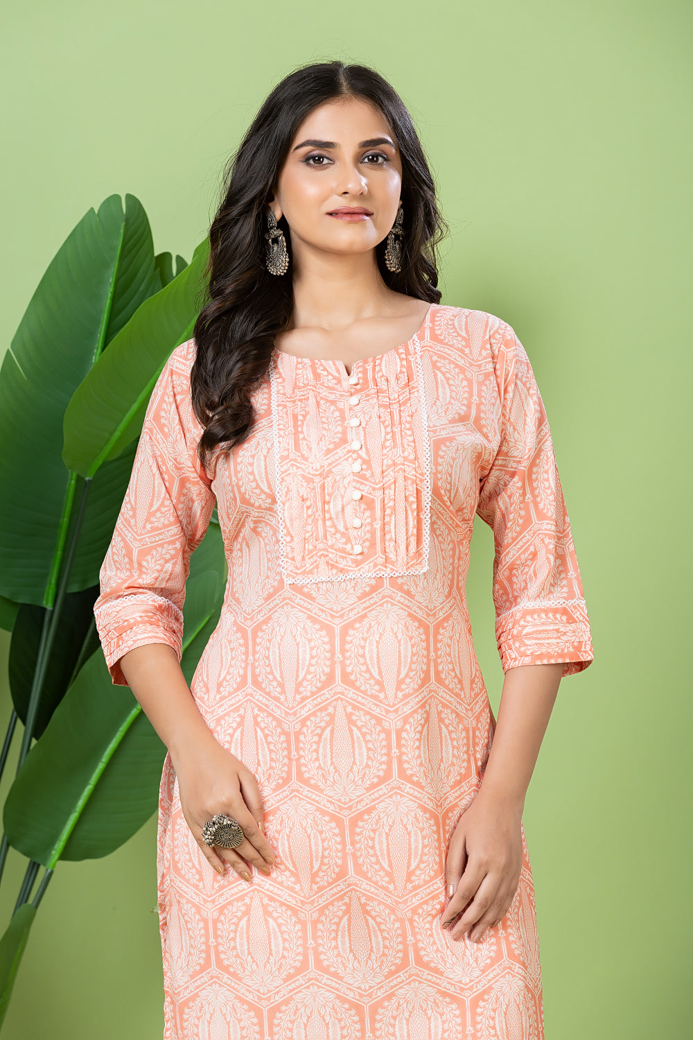 Orange Geometric Print Kurta