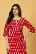 Maroon Leaf Print Kurta