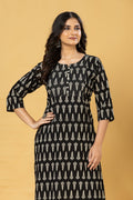 Black Leaf Print Kurta