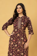 Purple & Pink Floral Print Kurta