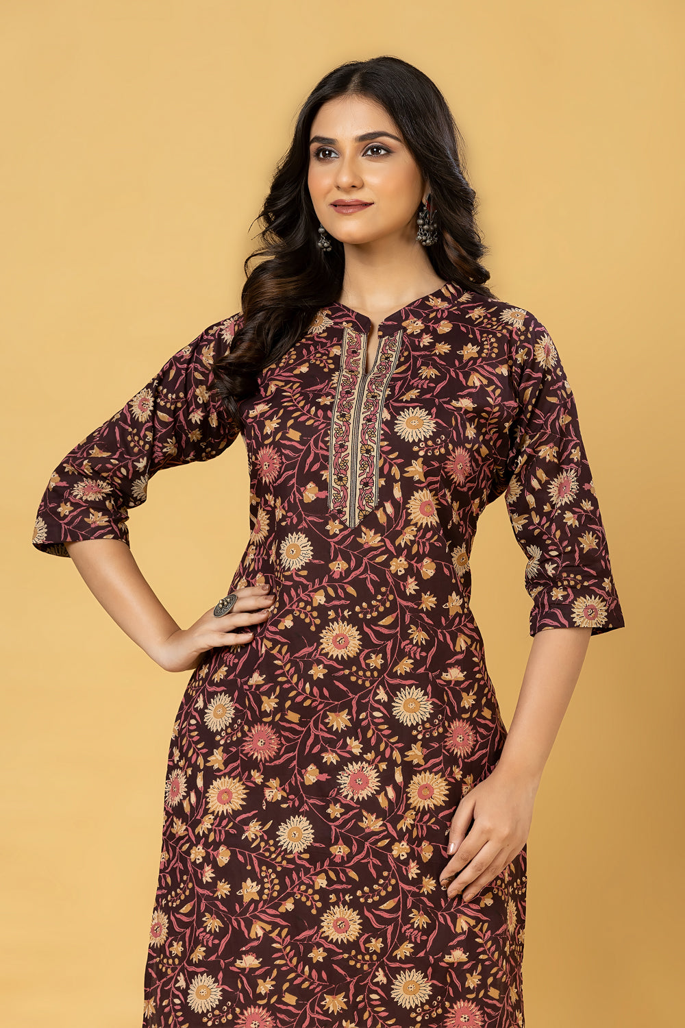 Purple & Pink Floral Print Kurta