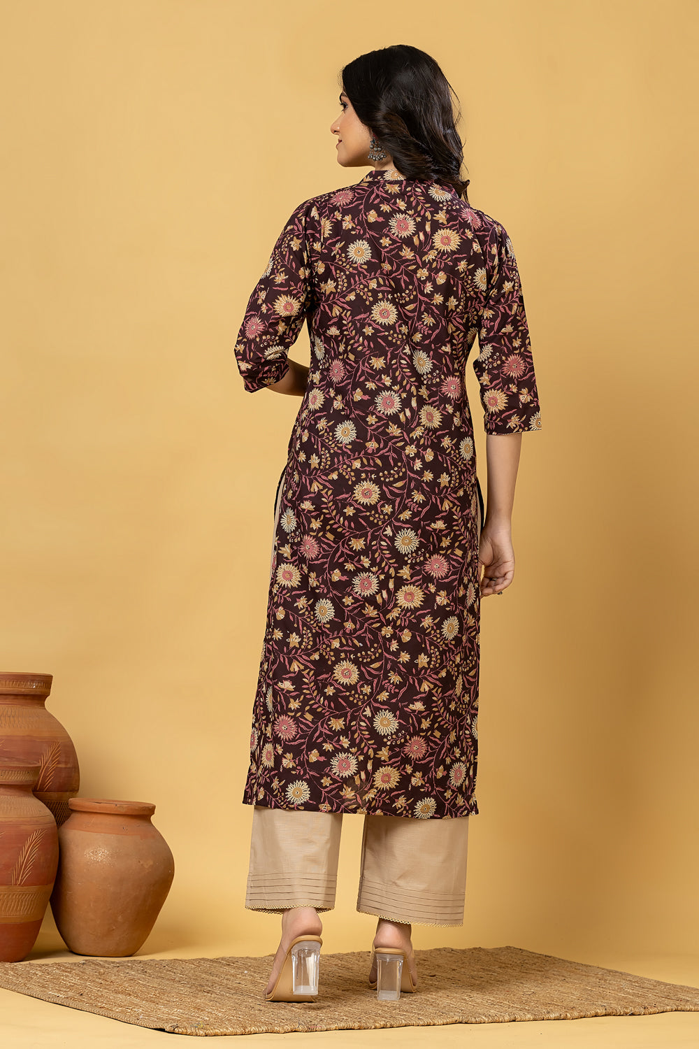 Purple & Pink Floral Print Kurta