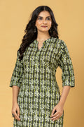 Green Leaf Print Kurta