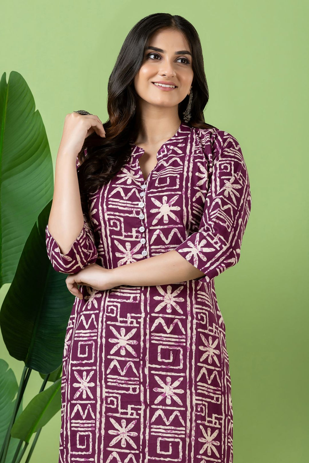 Purple Geometric Print Kurta