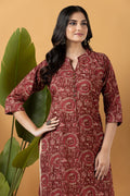 Maroon Tribal Motif Print Kurta