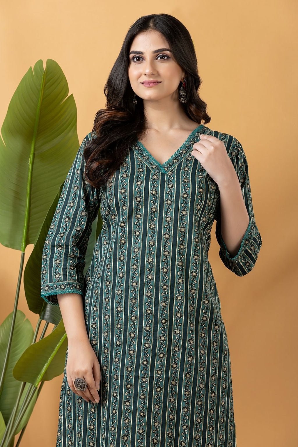 Green Striped Kurta