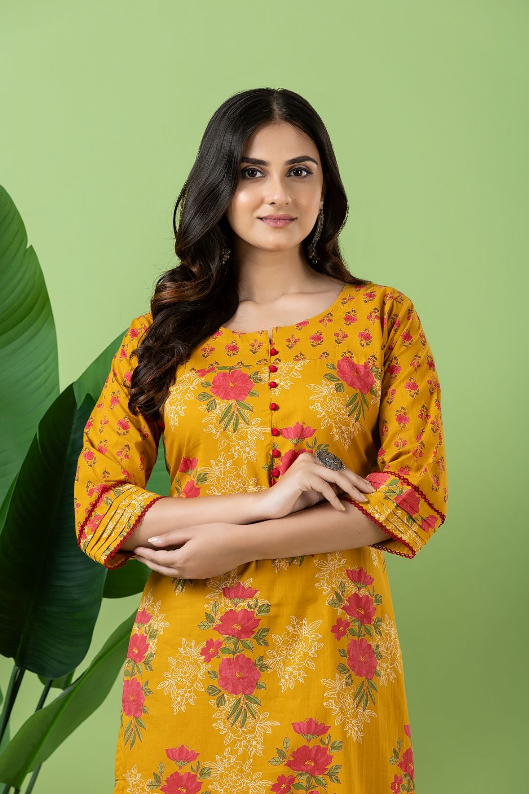 Yellow Floral Print Mix & Match Kurta