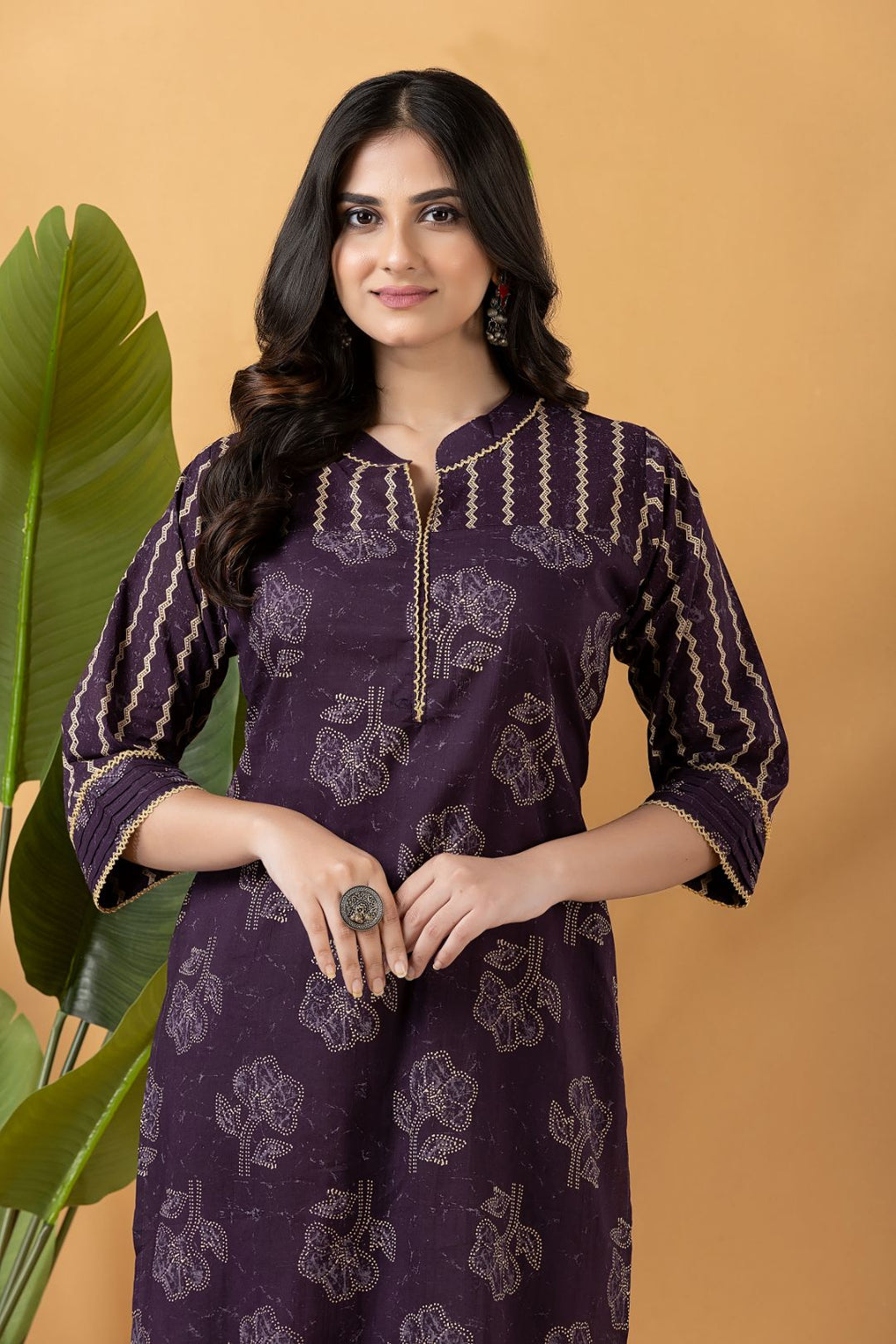 Purple Floral Print Mix Match Kurta