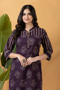 Purple Floral Print Mix Match Kurta