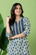 Off-White & Blue Abstract Print Kurta