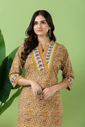 Olive Yellow Kalamkari Print Kurta
