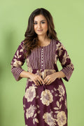 Purple Floral Print Kurta