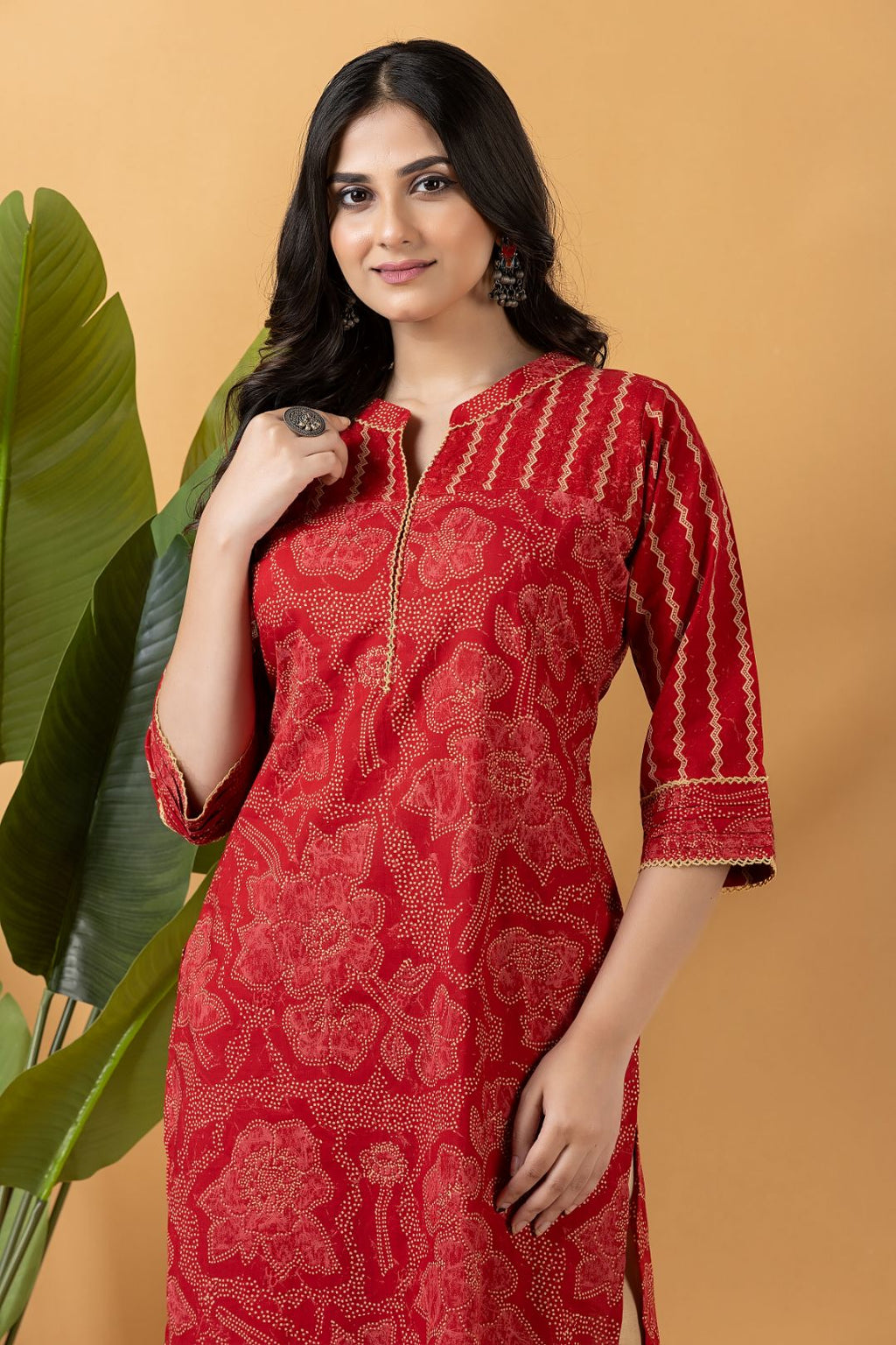 Red Floral Print Mix Match Kurta
