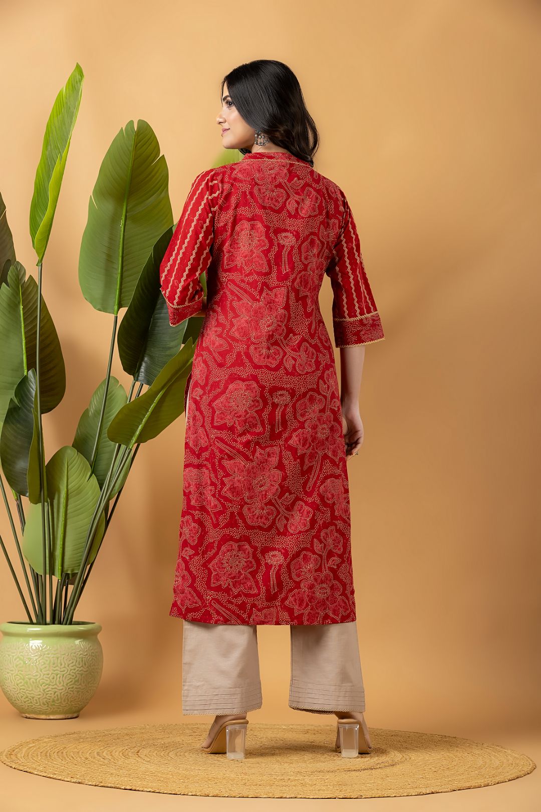 Red Floral Print Mix Match Kurta