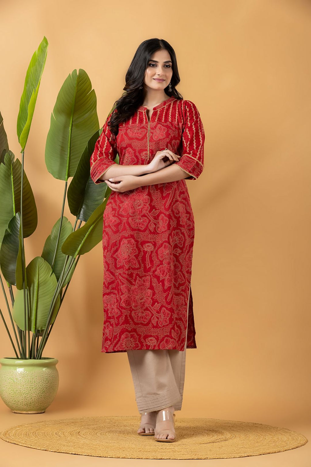 Red Floral Print Mix Match Kurta