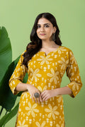 Yellow Floral Print Kurta