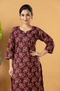 Purple Leaf Print Kurta