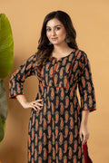 Black Paisley Print Kurta