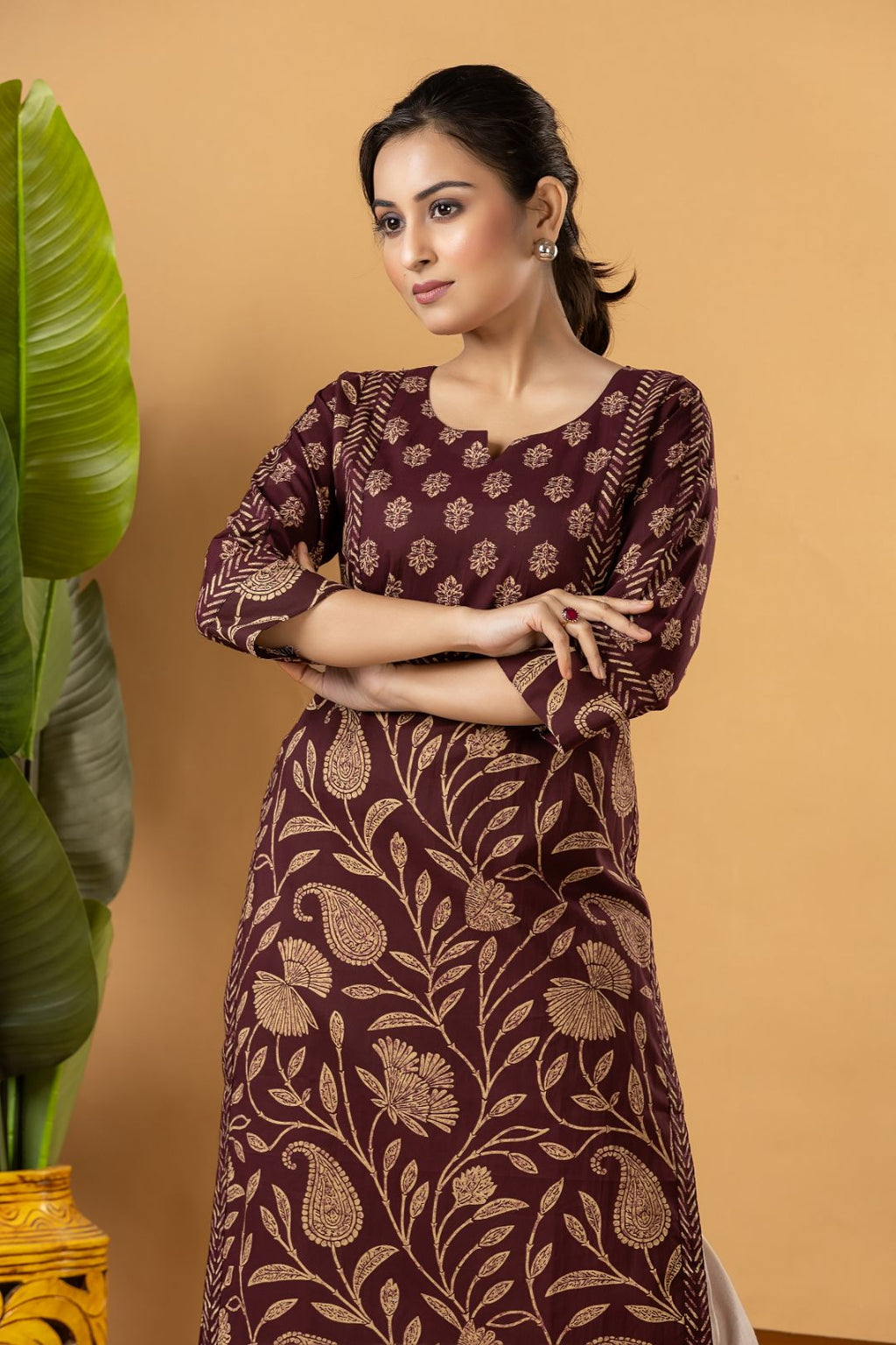 Purple Floral Print Kurta