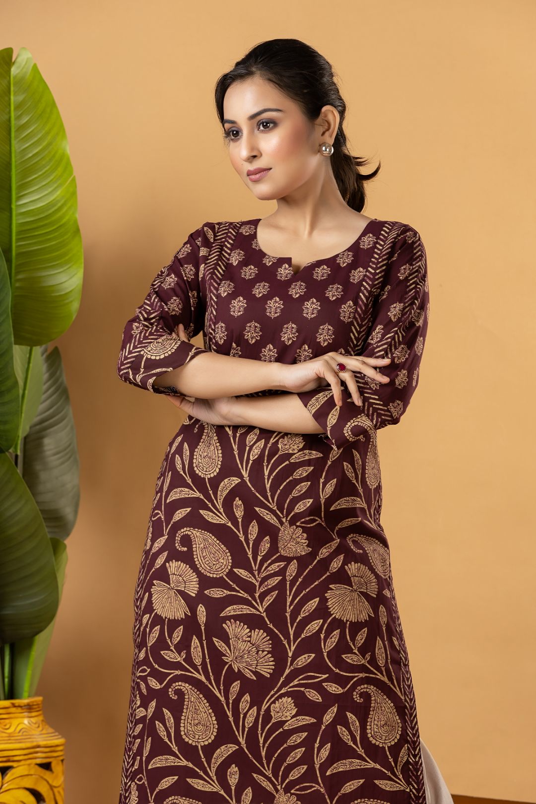Purple Floral Print Kurta