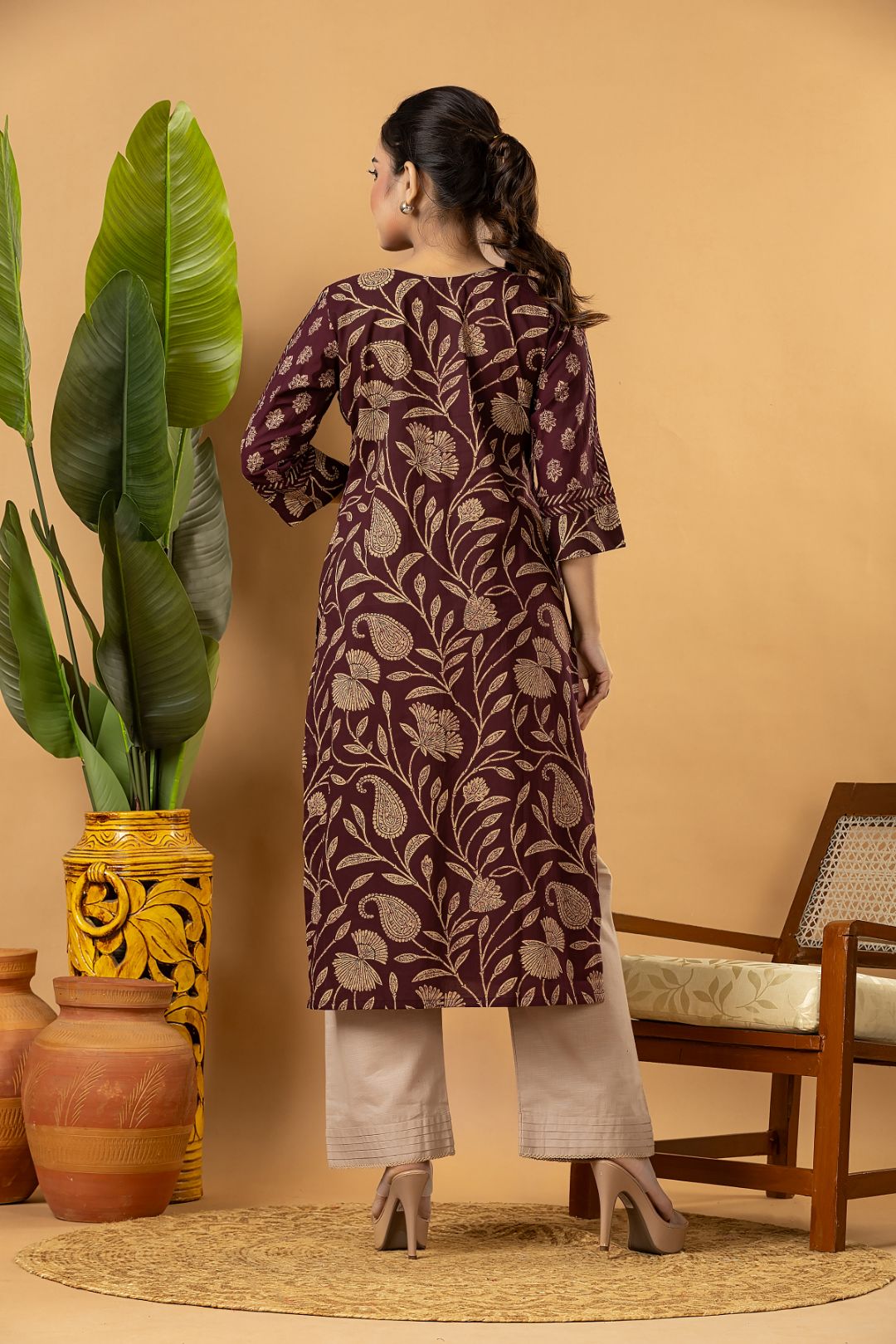 Purple Floral Print Kurta