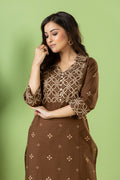 Grey Brown Bandhani Print Kurta