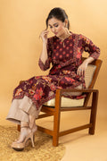 Red Purple Floral Print Kurta