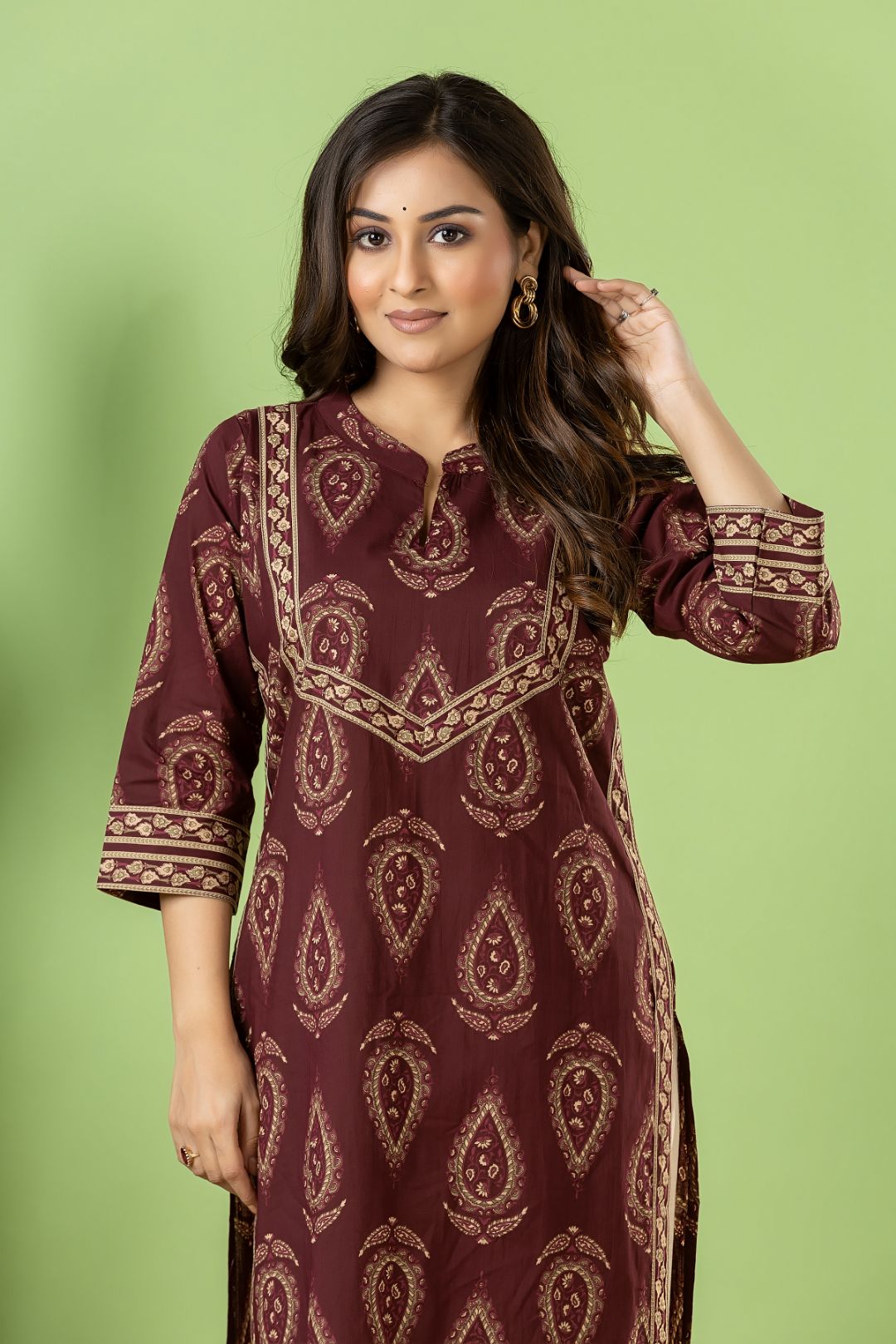 Mulberry Purple Ornate Print Kurta