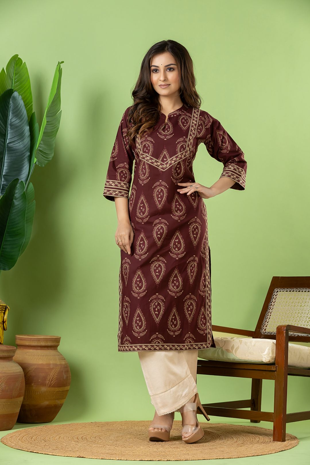 Mulberry Purple Ornate Print Kurta