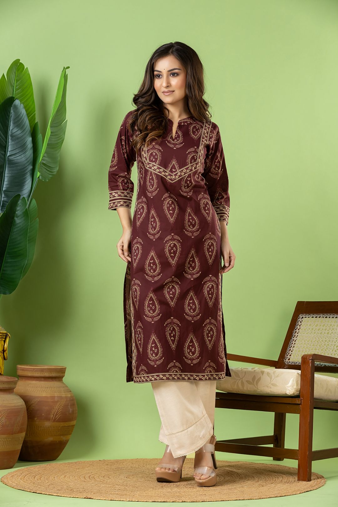 Mulberry Purple Ornate Print Kurta