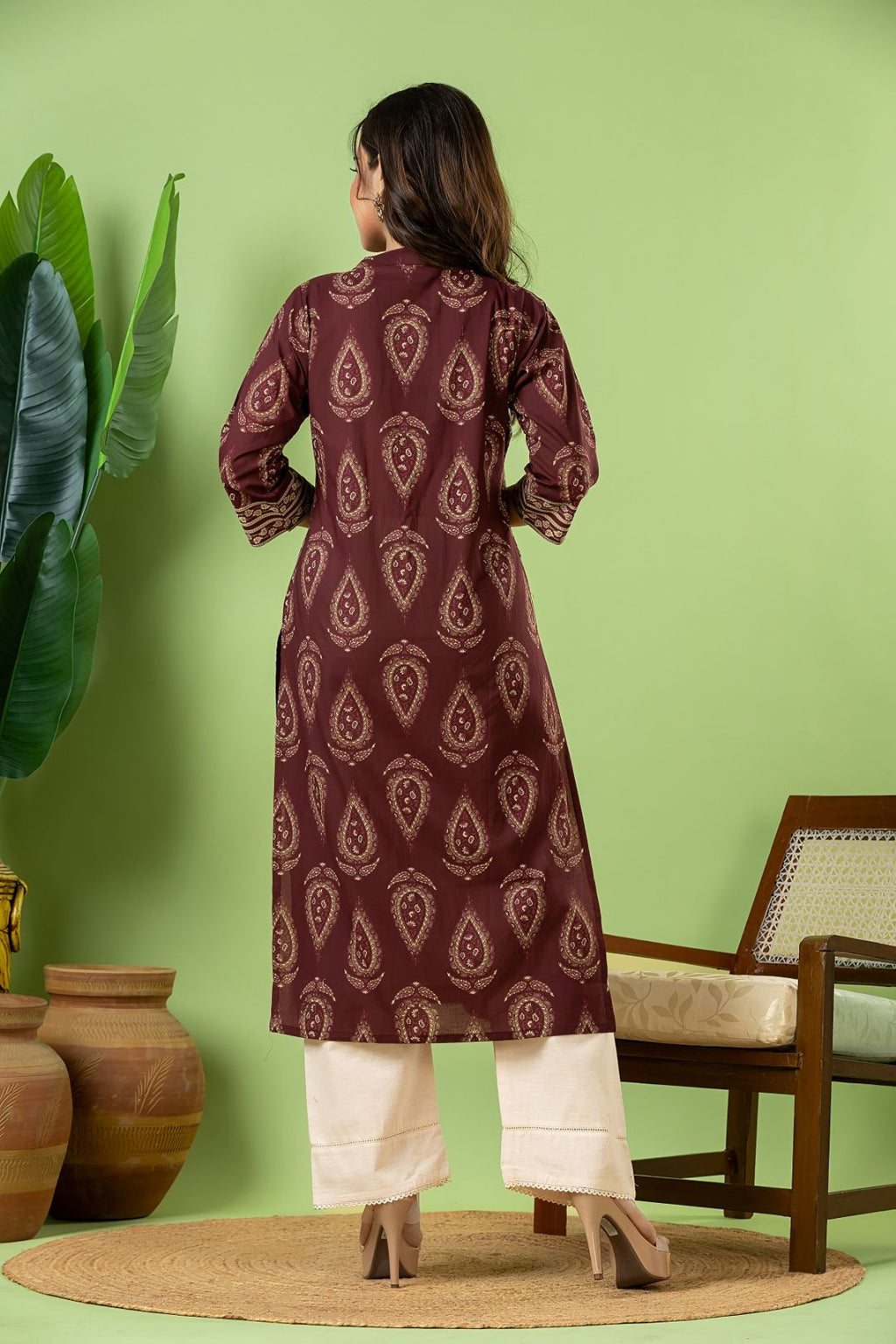 Mulberry Purple Ornate Print Kurta