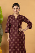 Burgundy Floral Print Kurta