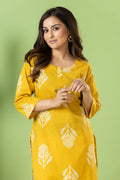 Yellow Floral Print Kurta