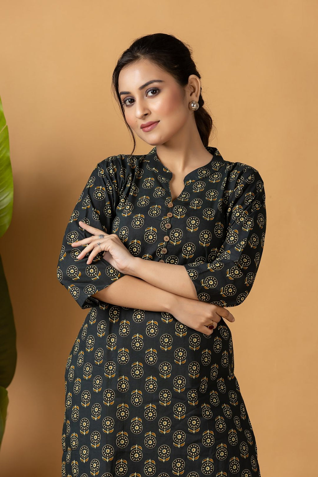 Midnight Green Floral Print Kurta