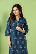 French Blue Floral Print Kurta