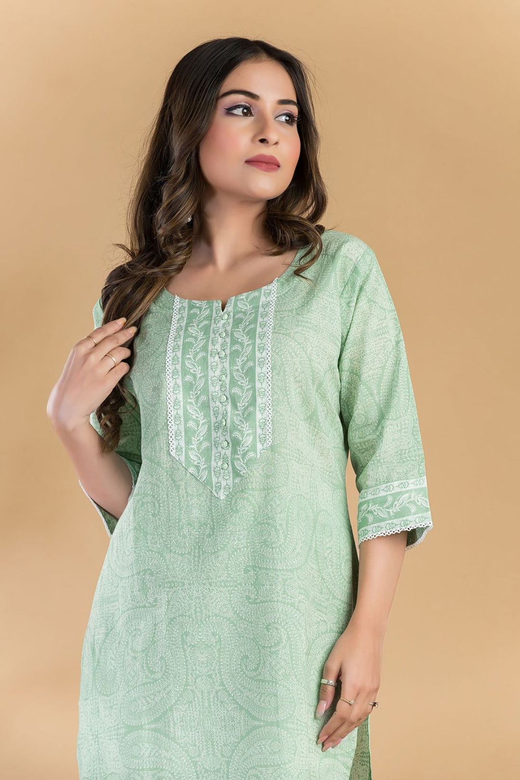 Mint Green Paisley Print Kurta with Pant