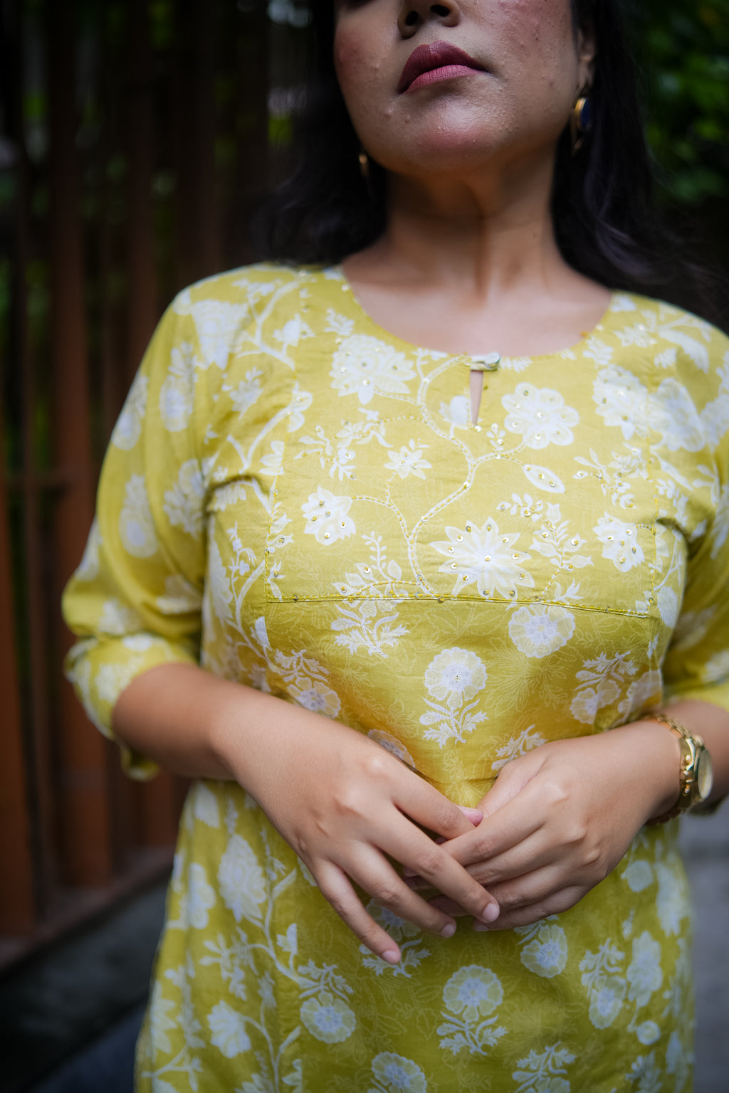 Lime Green Mix-Match Embroidered Kurta