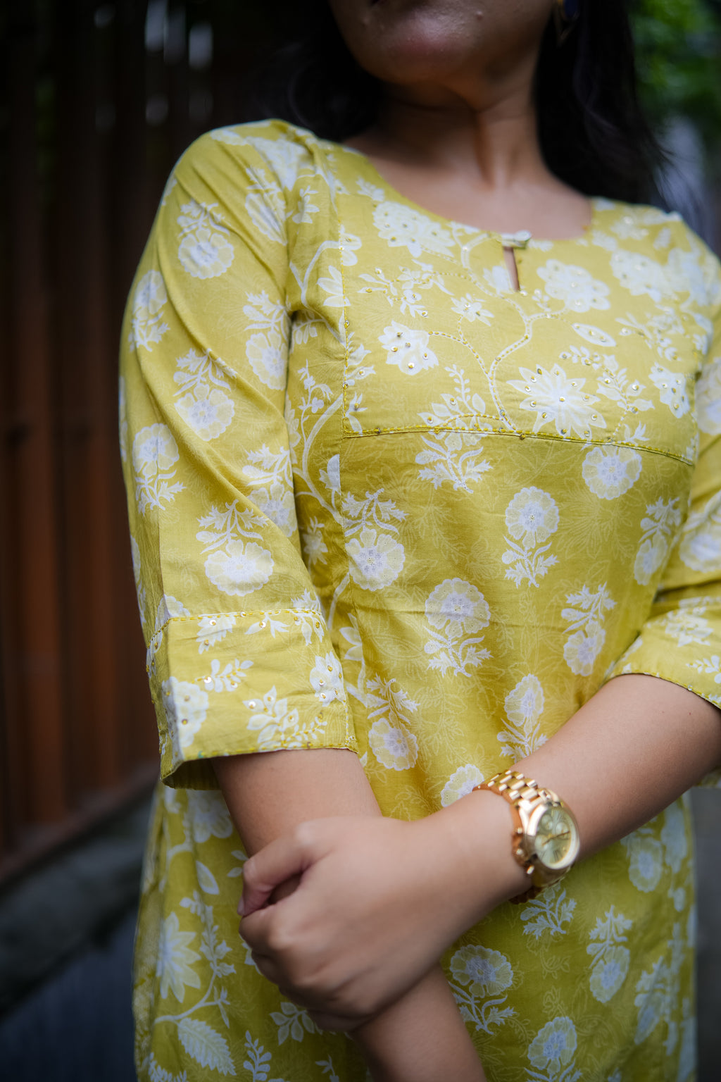 Lime Green Mix-Match Embroidered Kurta