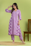 Lavender Mix & Match Floral Print Kurta With Pant