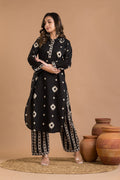 Black Geometric Print Kurta With Pant