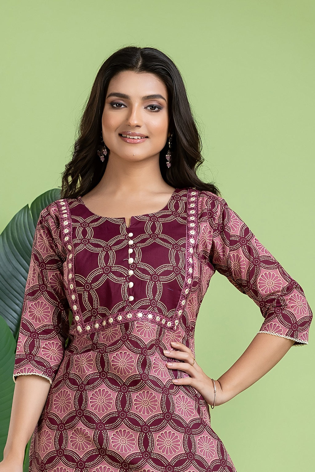 Purple & Pink Embroidered Kurta With Pant