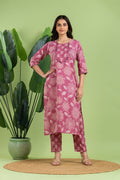 Dusty Pink Embroidered Kurta With Pant