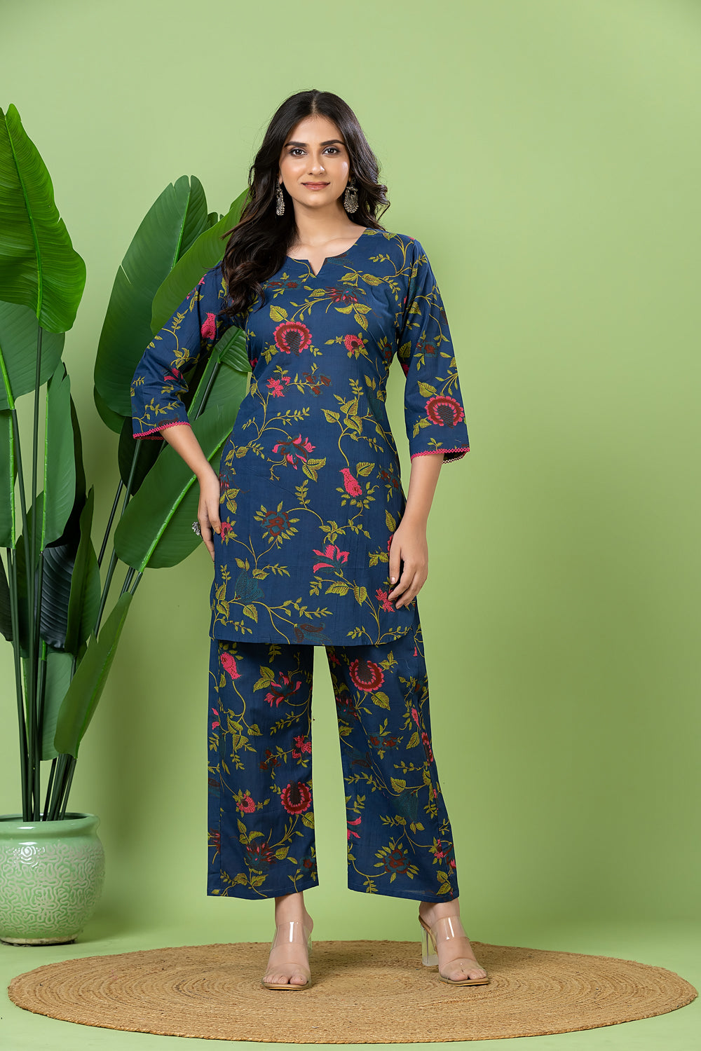 Blue Floral Print Co-ord Set
