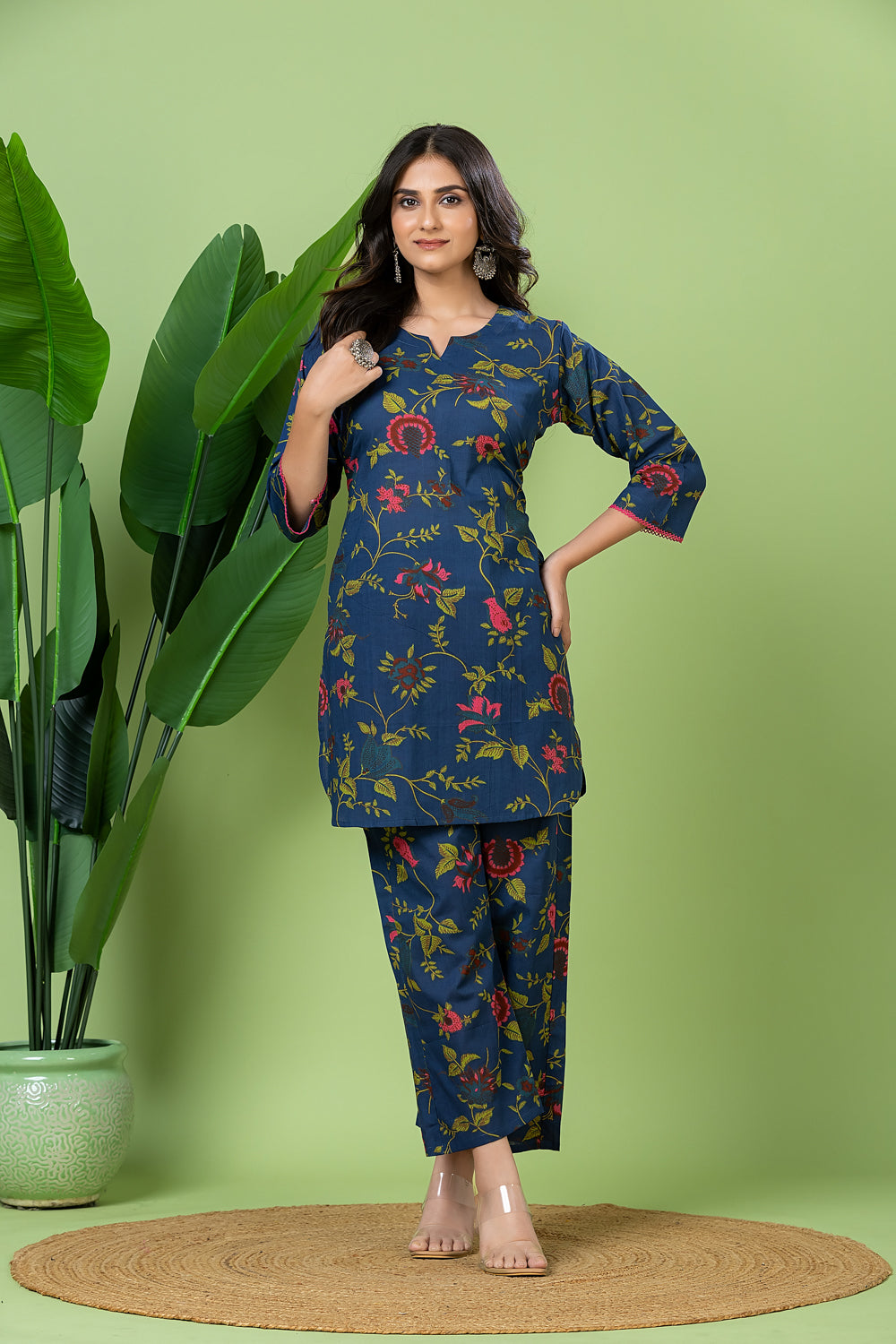 Blue Floral Print Co-ord Set