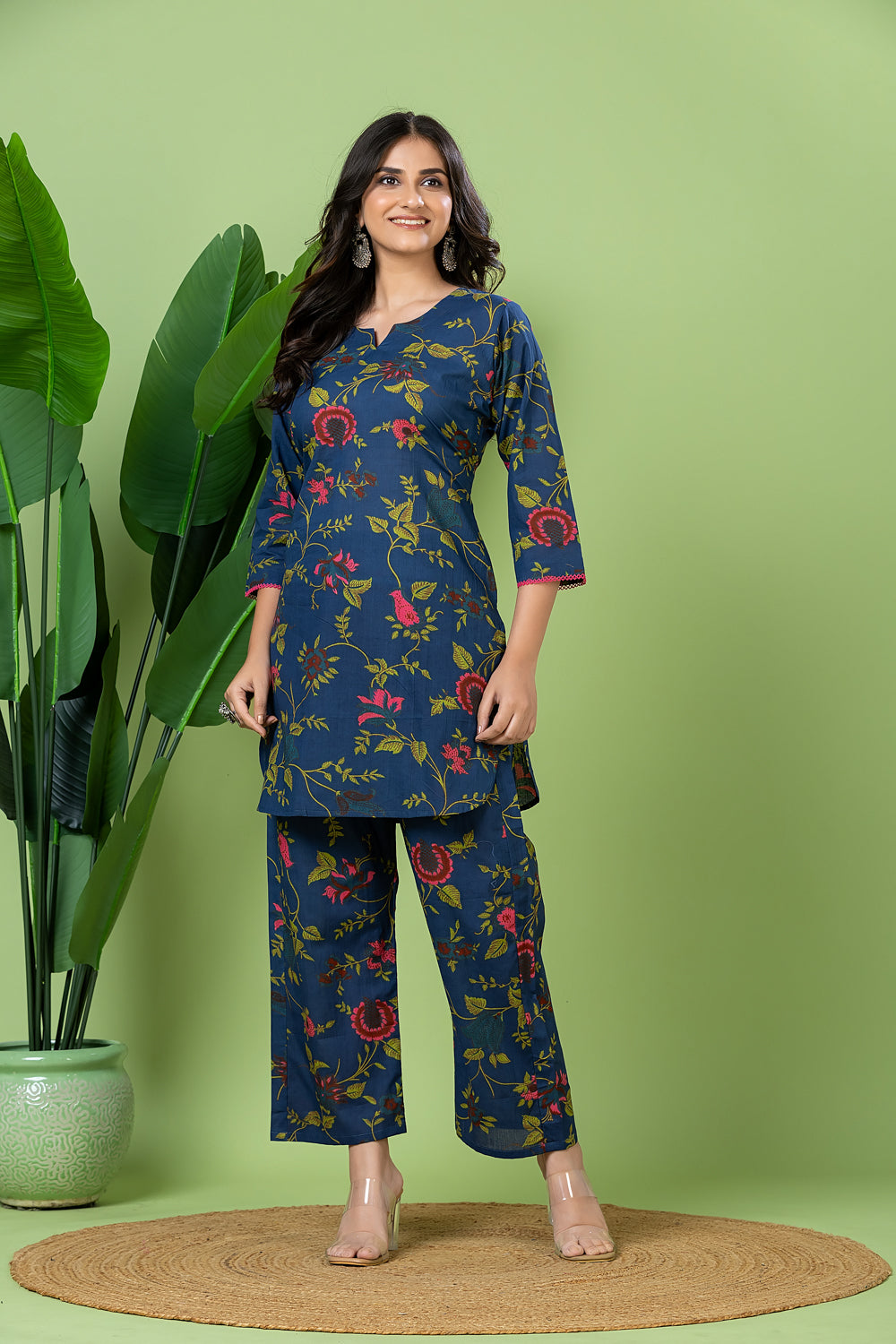 Blue Floral Print Co-ord Set