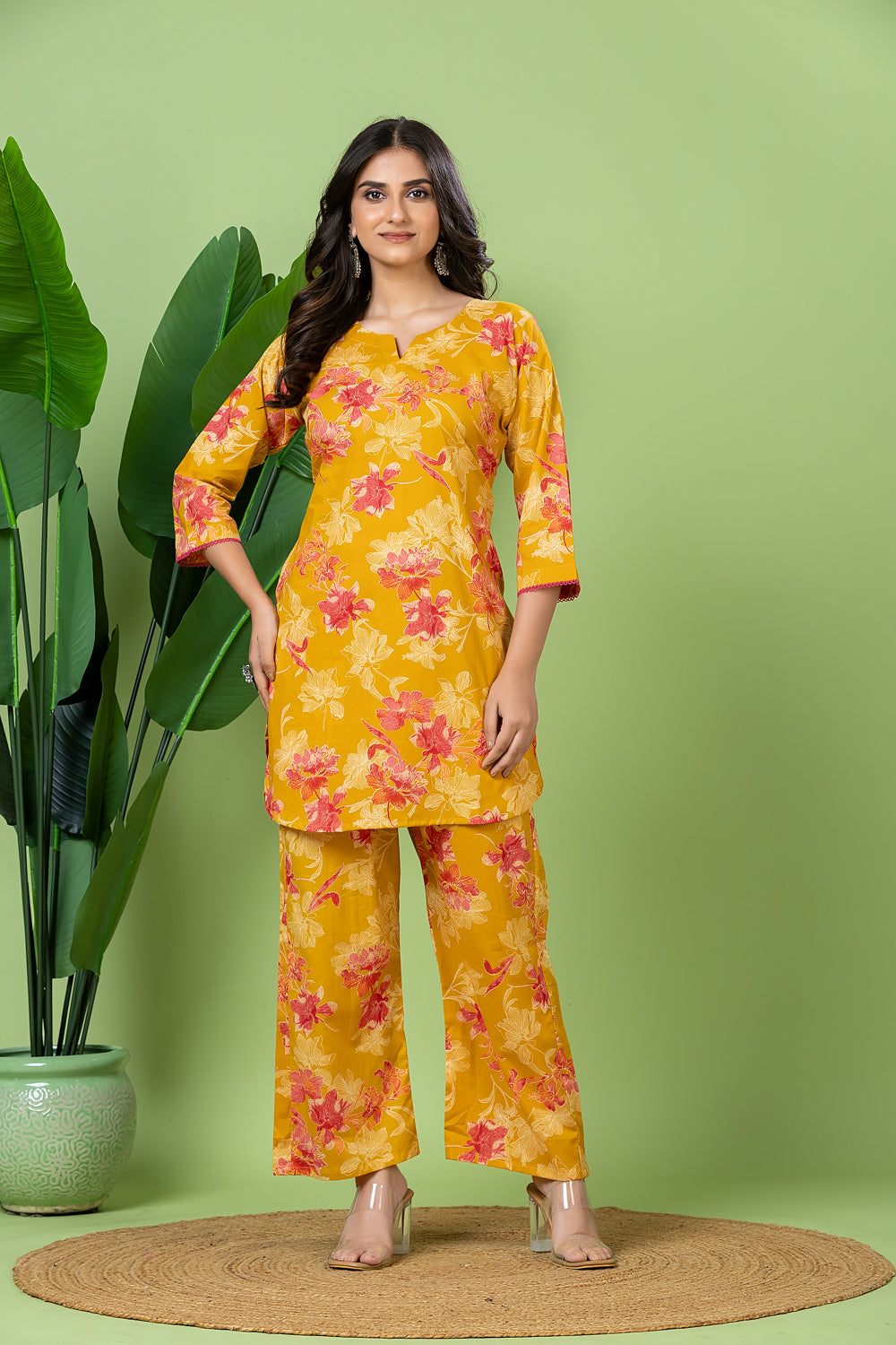 Yellow Floral Print Co-ord Set