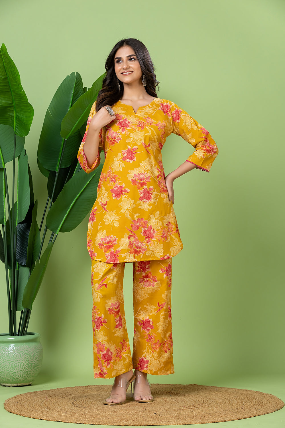 Yellow Floral Print Co-ord Set