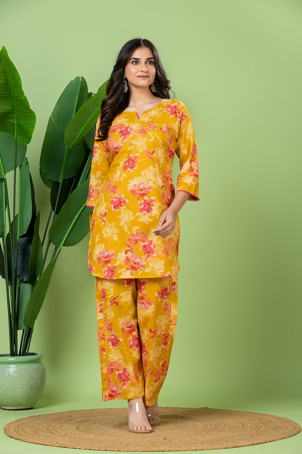 Yellow Floral Print Co-ord Set