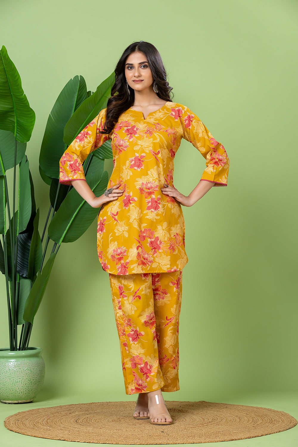 Yellow Floral Print Co-ord Set