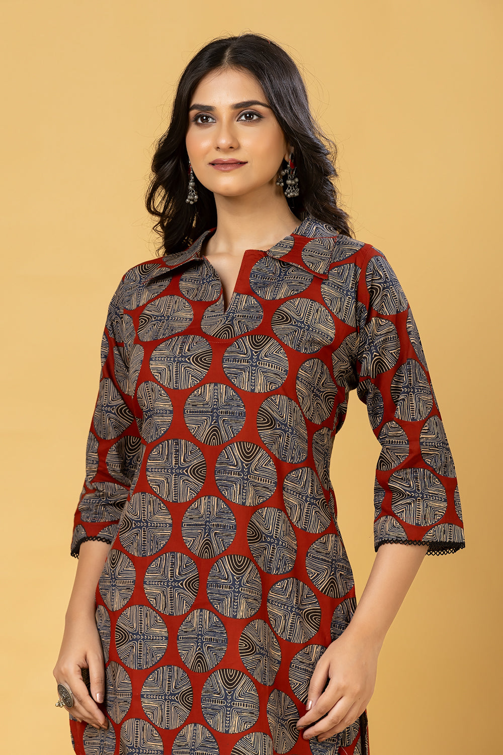 Maroon Geometric Print Co-ord Set
